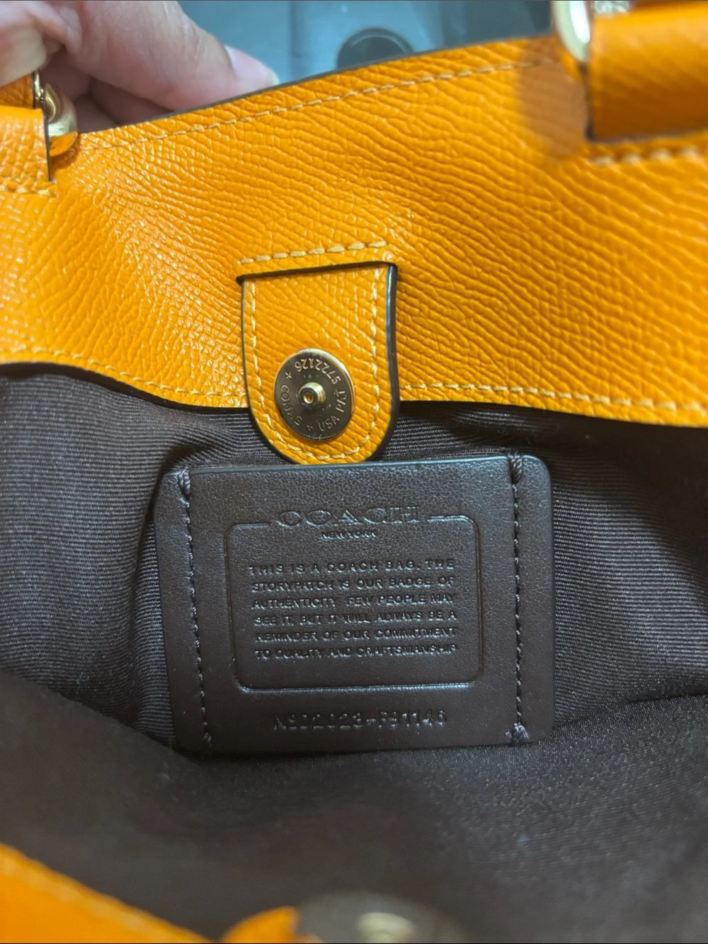 Coach Mini Lillie Carryall Satchel Bright Orange Sunbeam Crossgrain Leather Bag